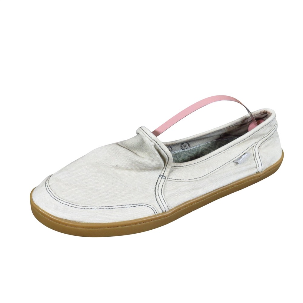 Sanuk Pair O Dice Women Shoes Size 8 Everyday Comfort Slip On Natural Canvas